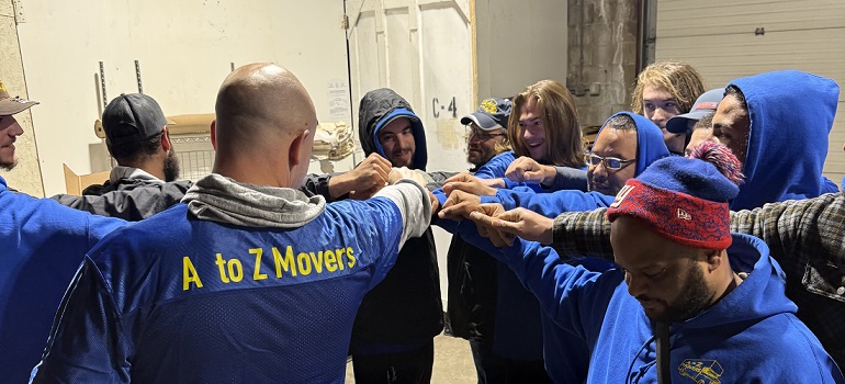 a team of movers Gardner MA based getting ready for a moving project