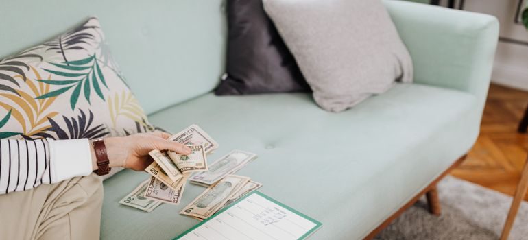 A woman counting cash