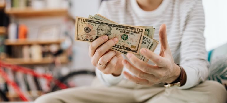 A person counting money